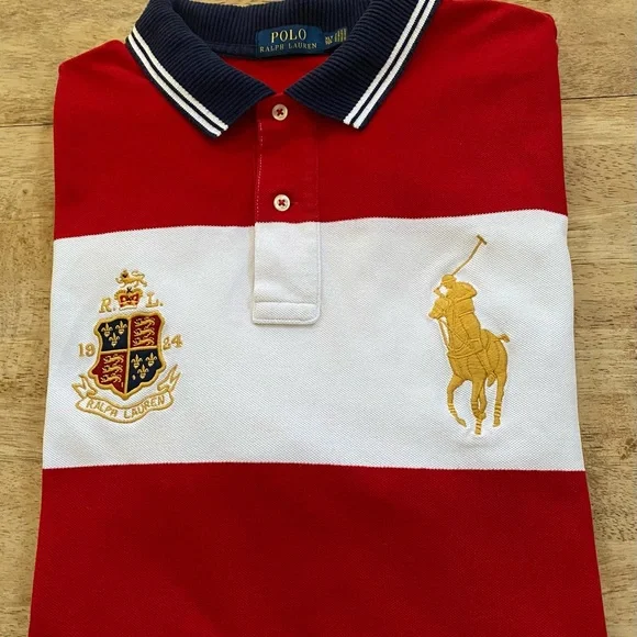 Polo Ralph Lauren Big&Tall Men’s Sz XLT Striped Mesh Crest/Big Pony Polo‎ Shirt